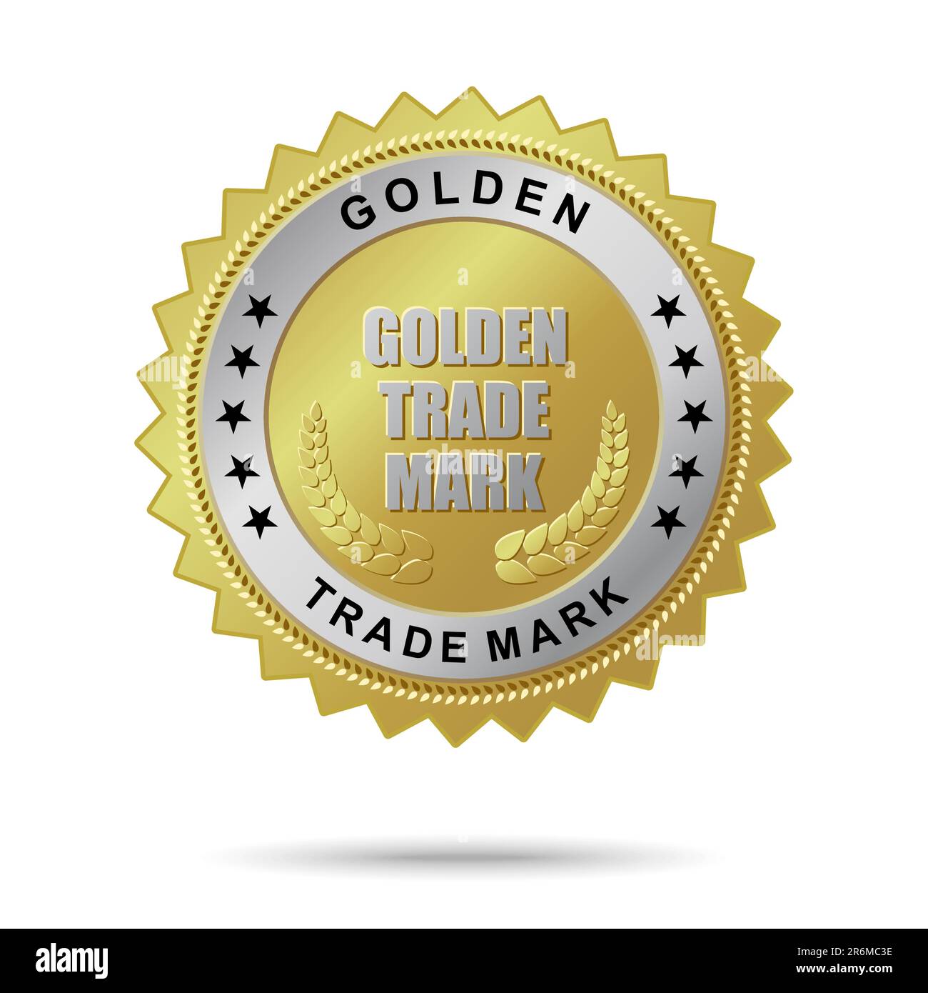 Badge vettoriale dorato denominato "etichetta marchio d'oro" per la tua grafica aziendale. Illustrazione Vettoriale