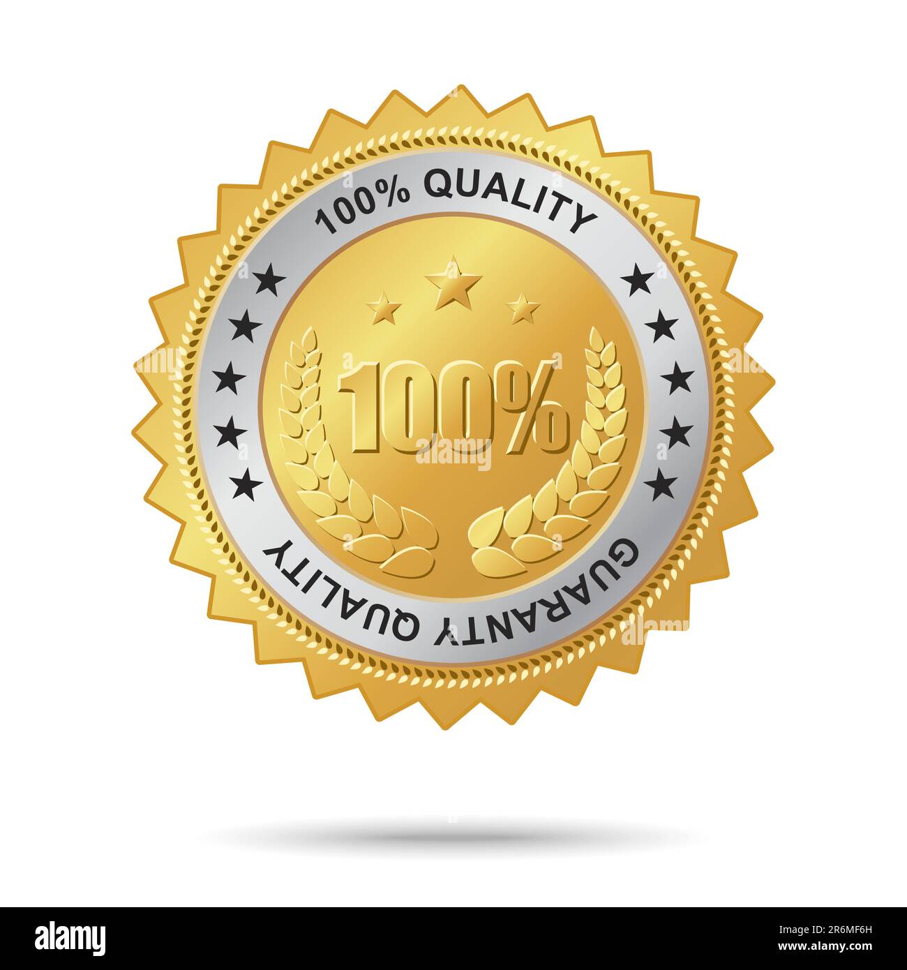 Badge vettoriale dorato denominato "qualità di garanzia" per la tua opera d'arte aziendale. Illustrazione Vettoriale
