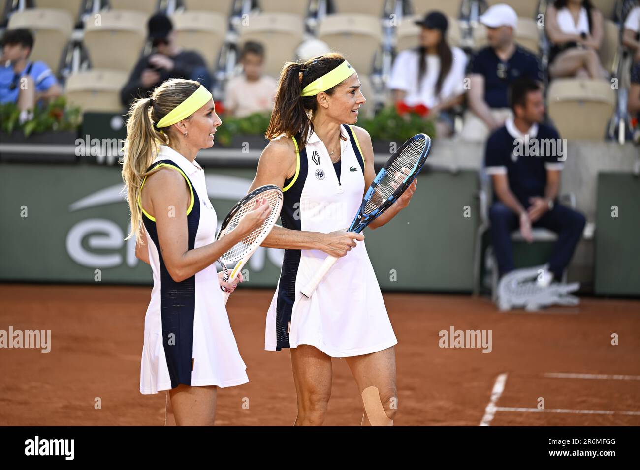 Gabriela Sabatini e Gisela Dulko durante il torneo di tennis French Open, Grand Slam, il 8 giugno 2023 allo stadio Roland Garros di Parigi. Foto Victor Joly / DPPI - Foto: Victor Joly/DPPI/LiveMedia Foto Stock