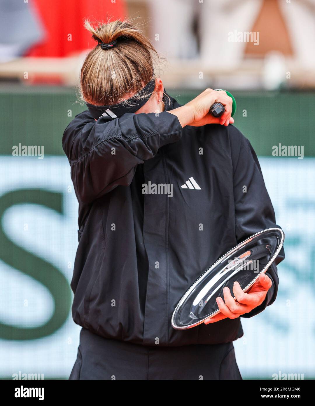 Parigi, Francia. 10th giugno, 2023. Tennista Karolina Muchova (CZE) al torneo di tennis French Open Grand Slam 2023 a Roland Garros, Parigi, Francia. Frank Molter/Alamy Live notizie Foto Stock