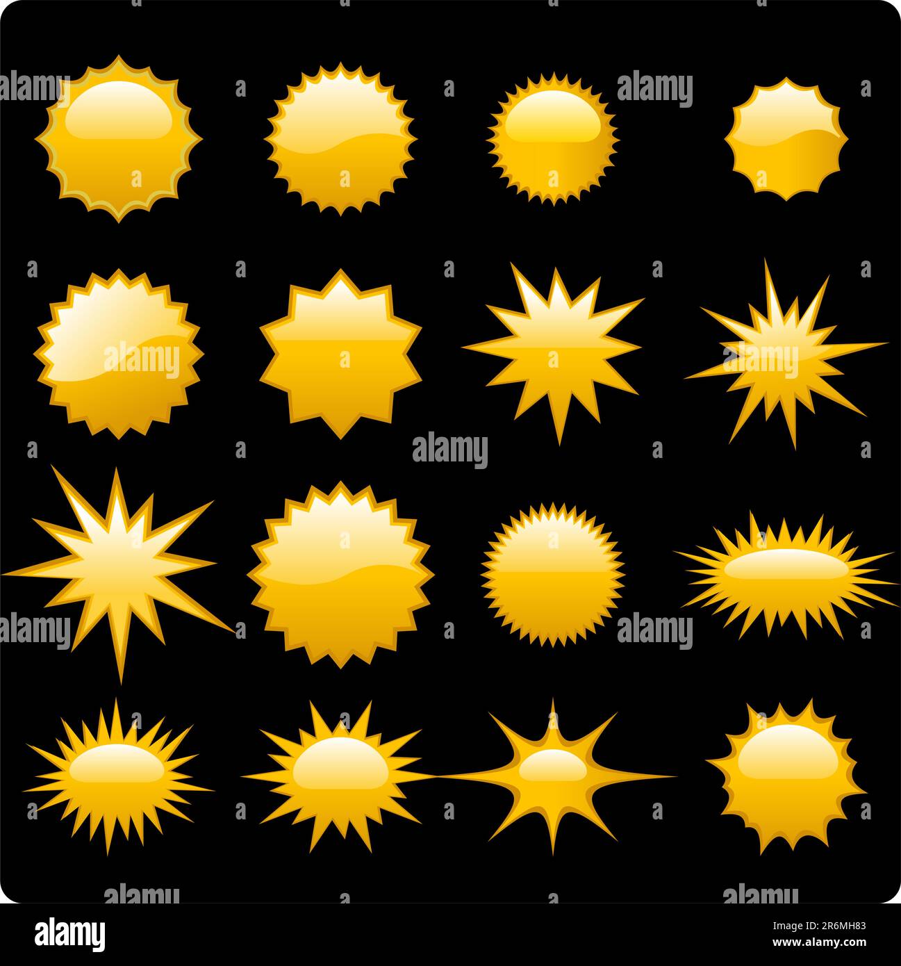 set golden starburst Illustrazione Vettoriale