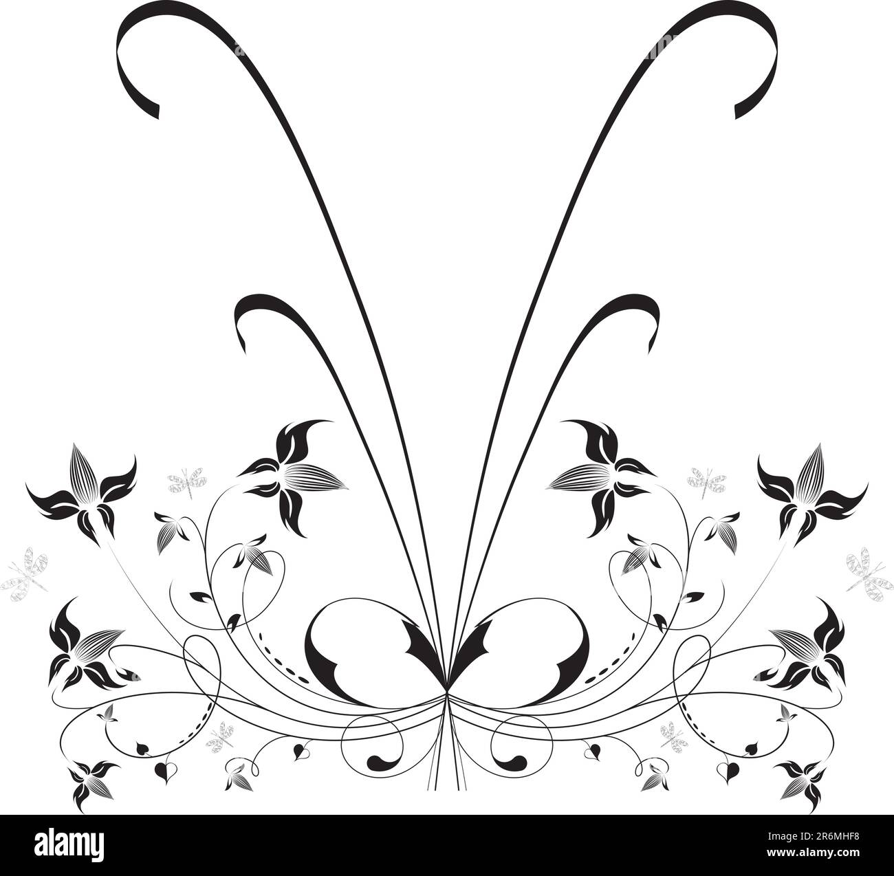 Fiori decorativi, isolati su sfondo bianco, illustrazione vettoriale. Vedere alcune immagini simili dal mio portfolio. Illustrazione Vettoriale