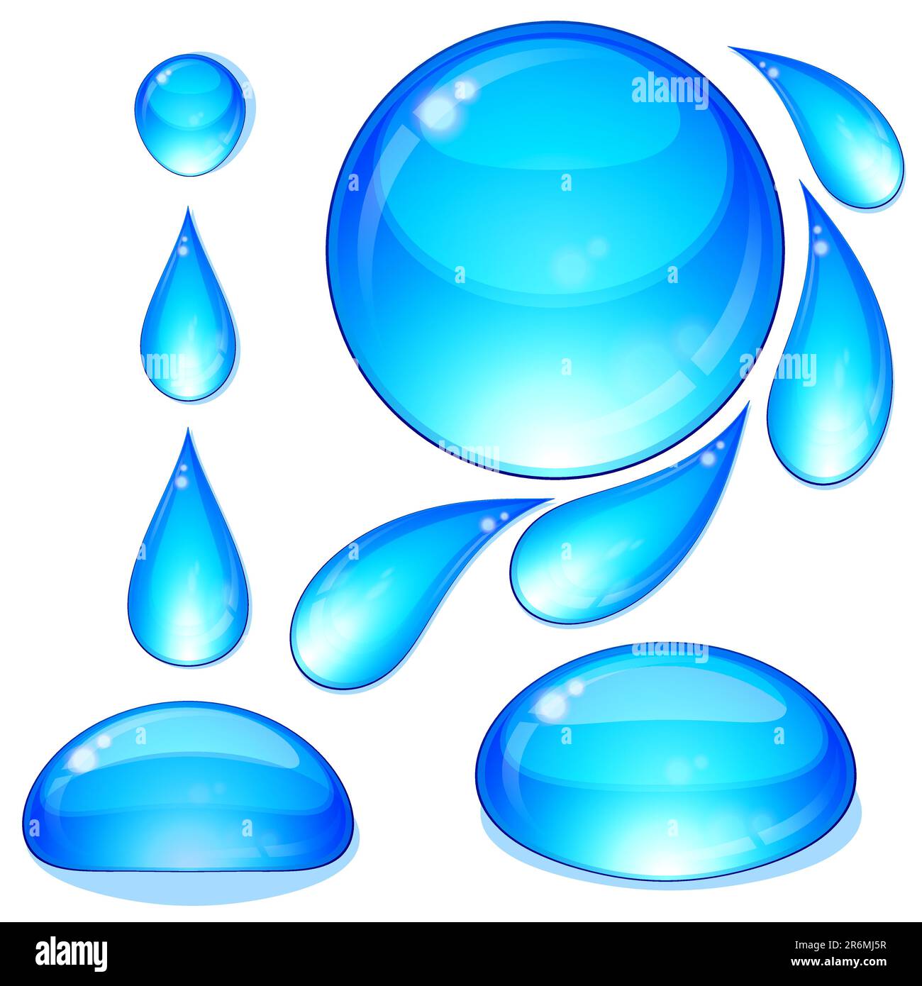 EPS Set di gocce d'acqua e bolle. Illustrazione del progetto. Illustrazione Vettoriale