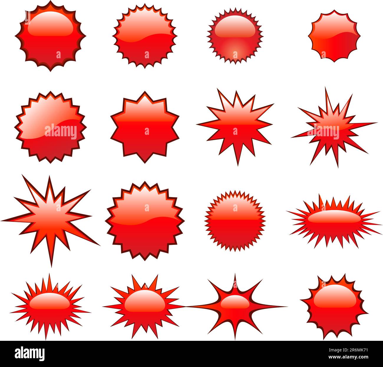 set red starburst Illustrazione Vettoriale