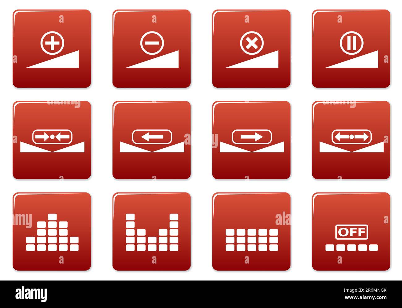 Set di icone quadrate del gadget. Rosso - tavolozza bianca. Illustrazione vettoriale. Illustrazione Vettoriale