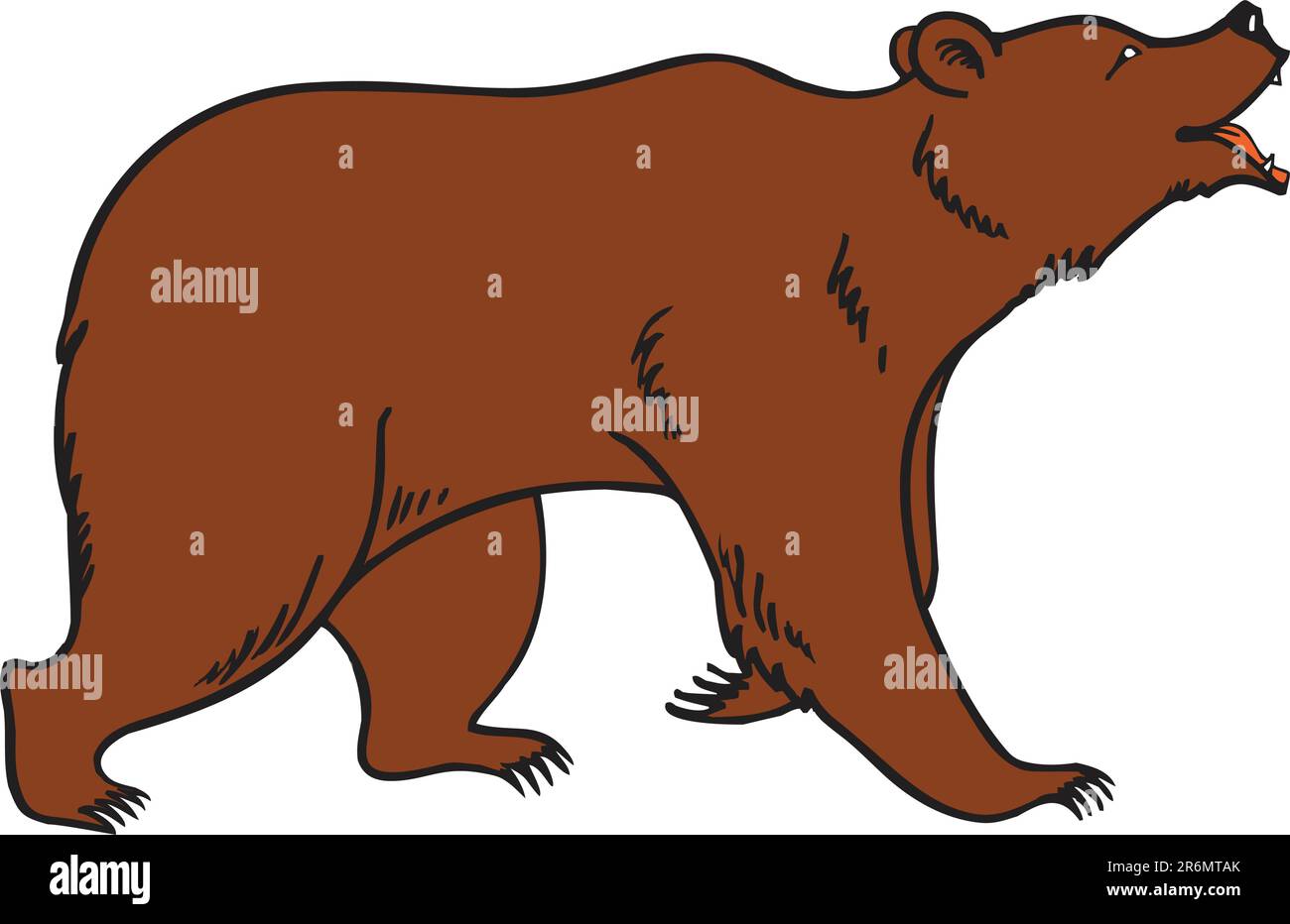 Un'illustrazione di un grazioso orso grizzly, marrone o Kodiak Illustrazione Vettoriale