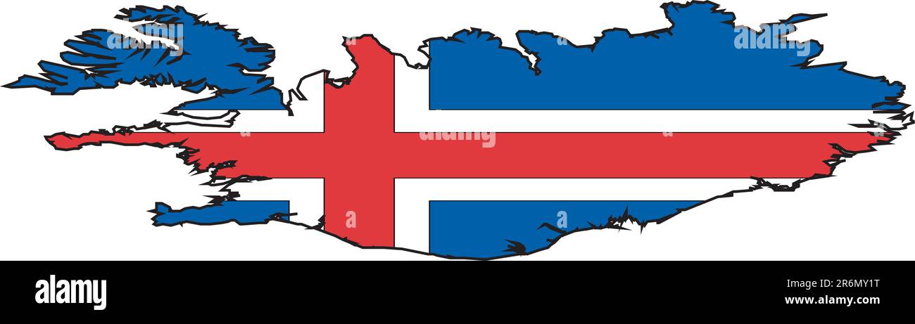 Illustrazione vettore di una mappa e bandiera dall'Islanda Illustrazione Vettoriale