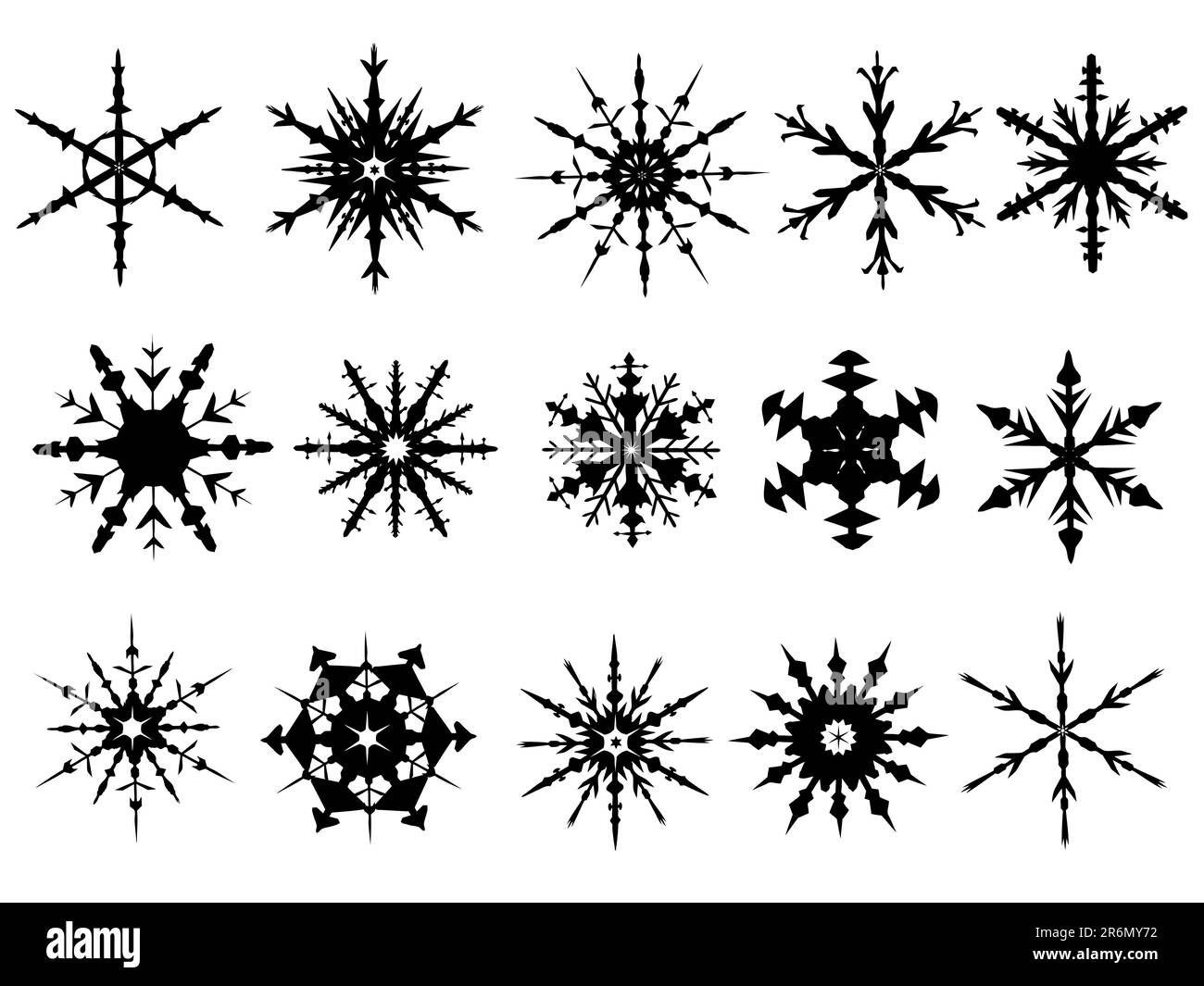 Elementi fiocco di neve 3 di 4 (i fiocchi di neve sono raggruppati e il bianco è trasparente per una facile colorazione e l'uso con altri vettori) Illustrazione Vettoriale