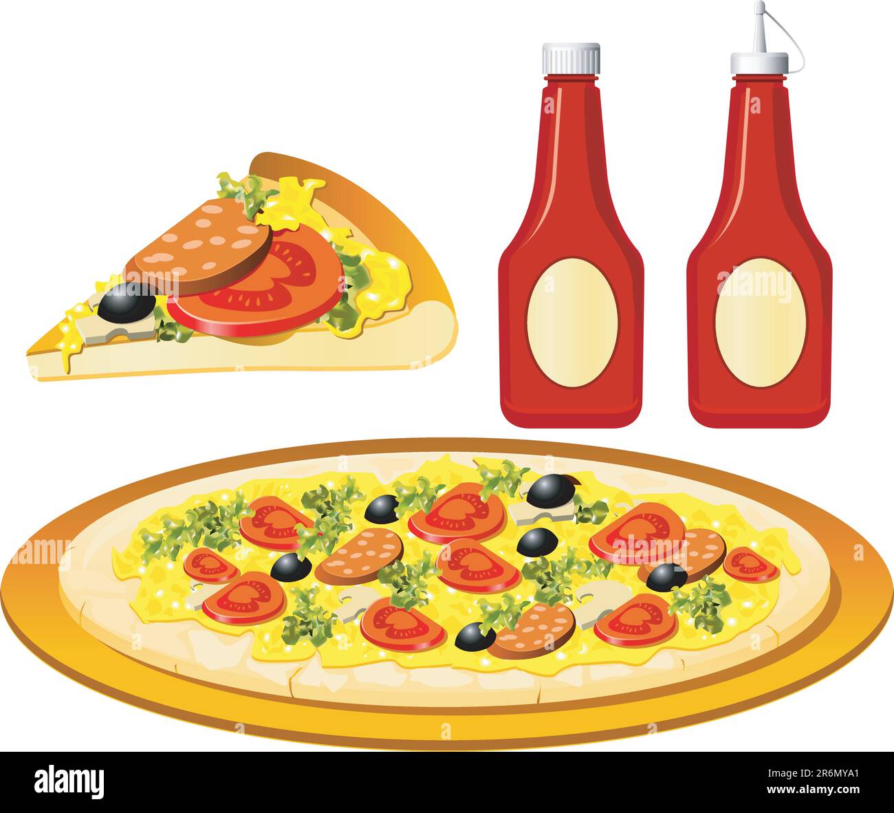 Serie gastronomiche - italiano - pizza e ketchup Illustrazione Vettoriale