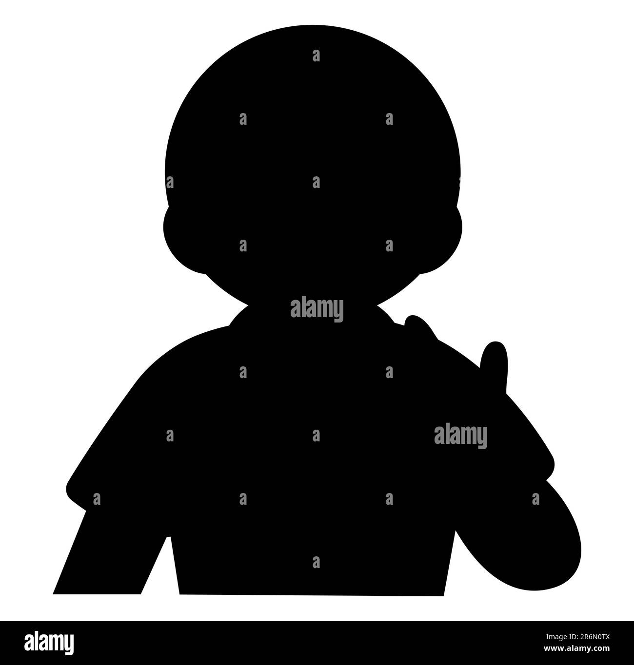 Silhouette nera di un bambino con testa calva rasata, vettore isolato su sfondo bianco Illustrazione Vettoriale