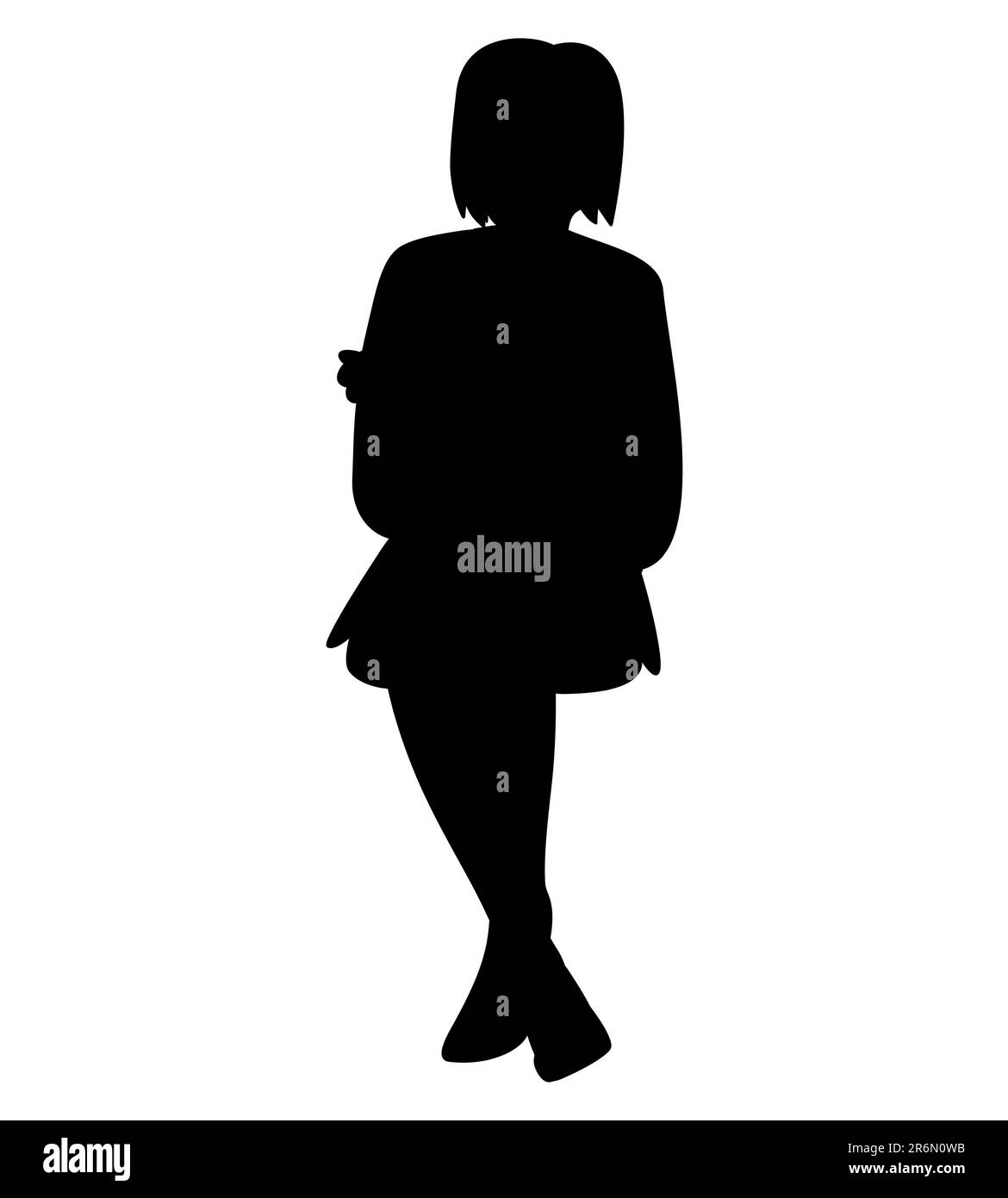 Silhouette nera di una donna con capelli corti seduto vettore illustrazione Illustrazione Vettoriale