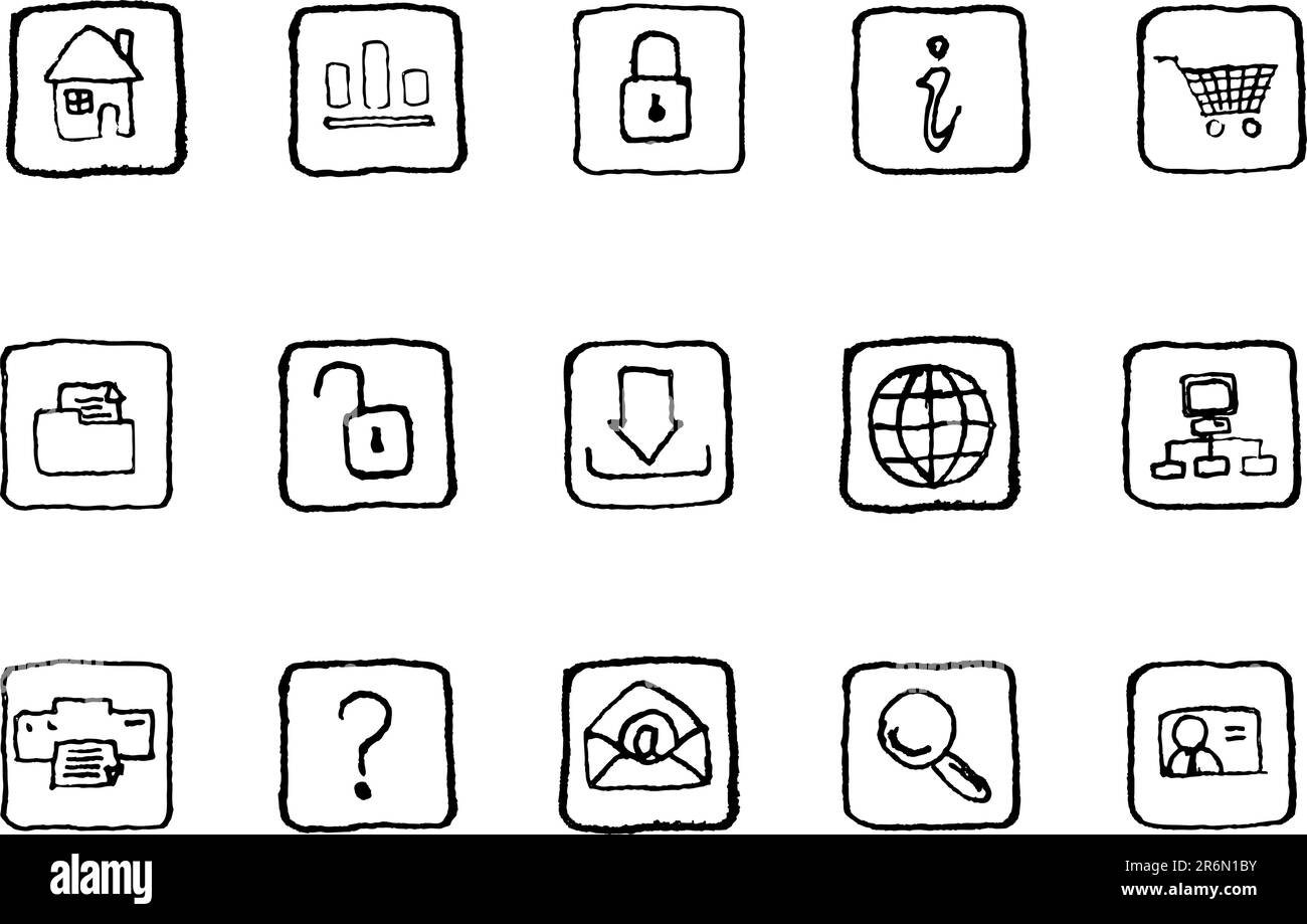 linea grunge delle icone del sito web e di internet Illustrazione Vettoriale