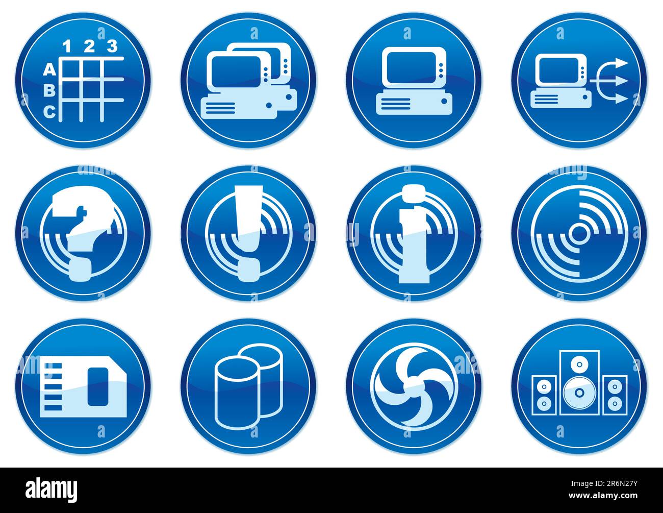 Set di icone dei gadget. Bianco - blu scuro. Illustrazione vettoriale. Illustrazione Vettoriale