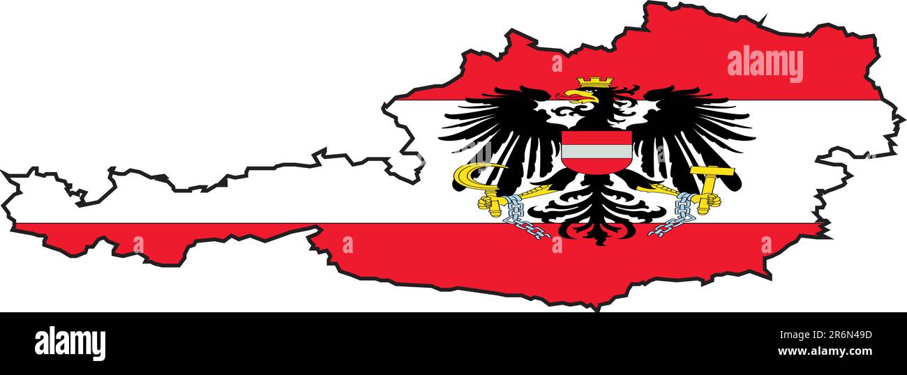 Illustrazione vettore di una mappa e bandiera dall'Austria Illustrazione Vettoriale