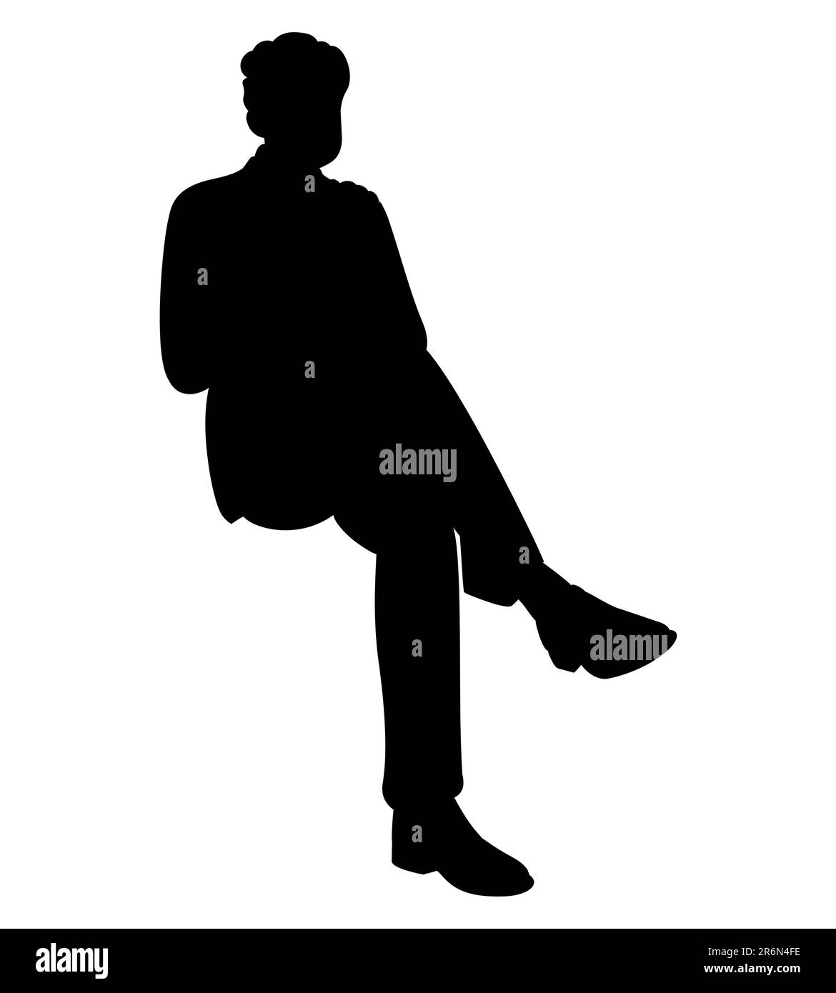 La silhouette nera di un uomo d'affari seduto in un'illustrazione vettoriale di stile gamba-su-gamba Illustrazione Vettoriale