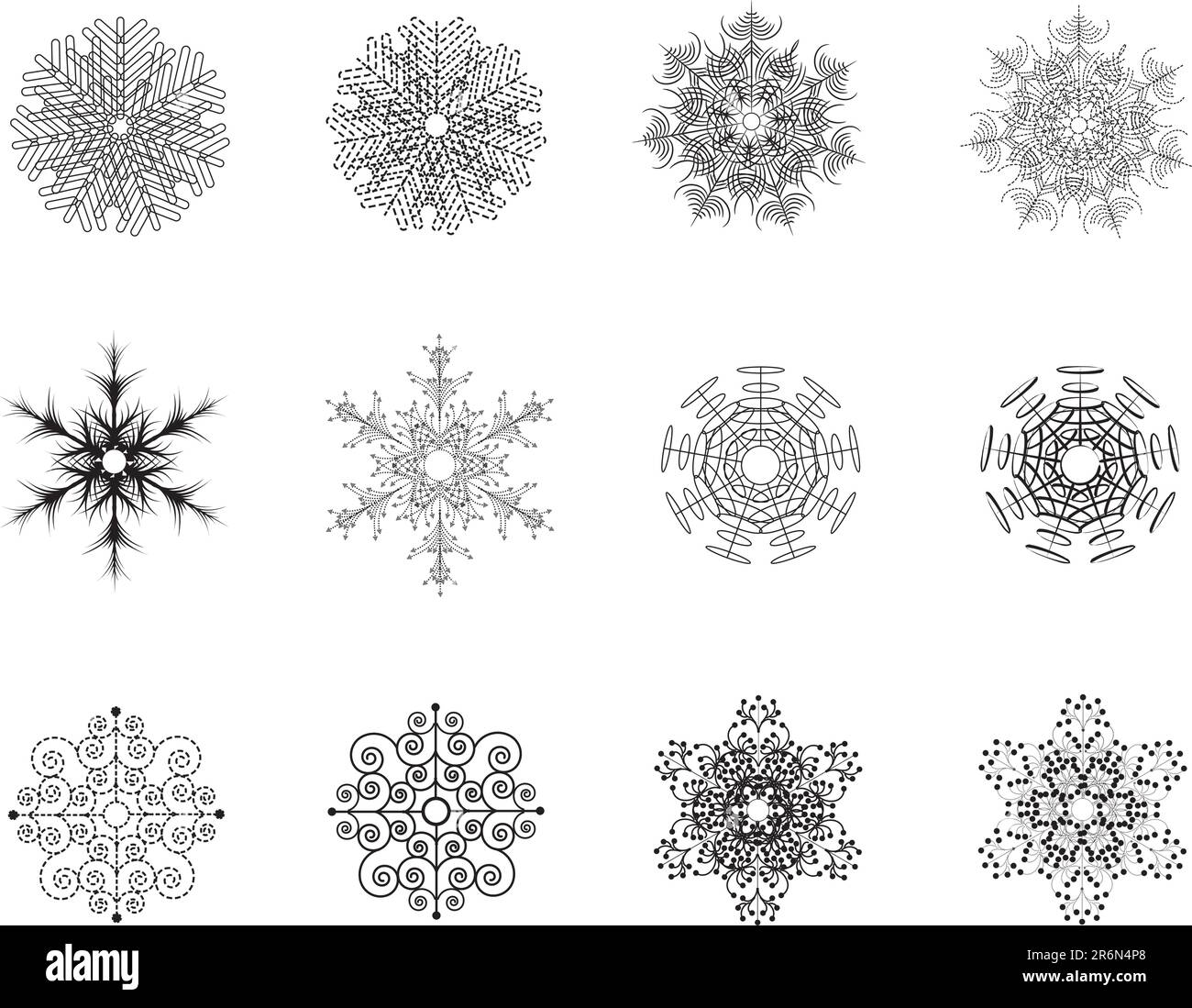 Il simbolo del fiocco di neve ornamenti Illustrazione Vettoriale