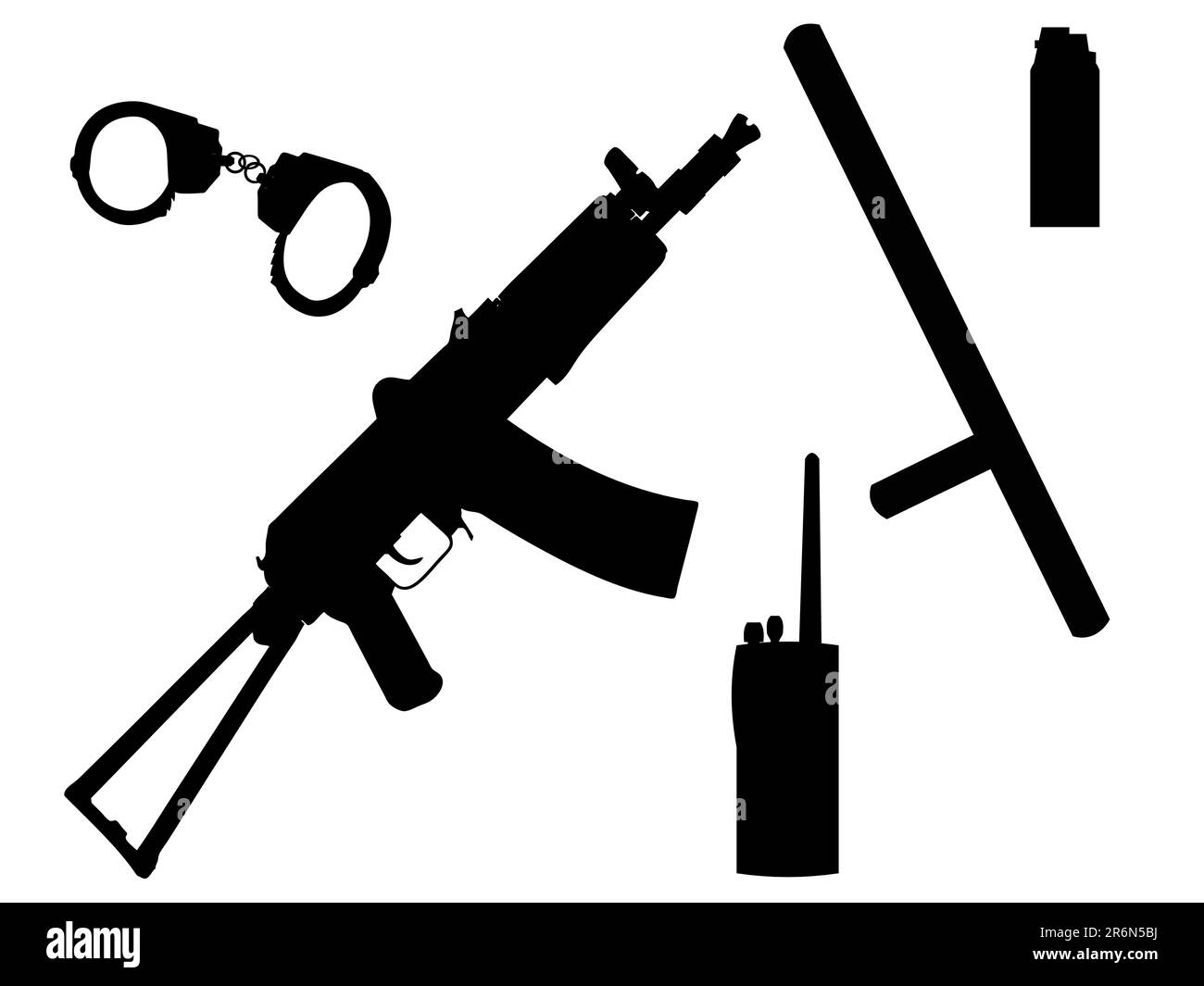 Equipaggiamento e armi del poliziotto in un vettore Illustrazione Vettoriale