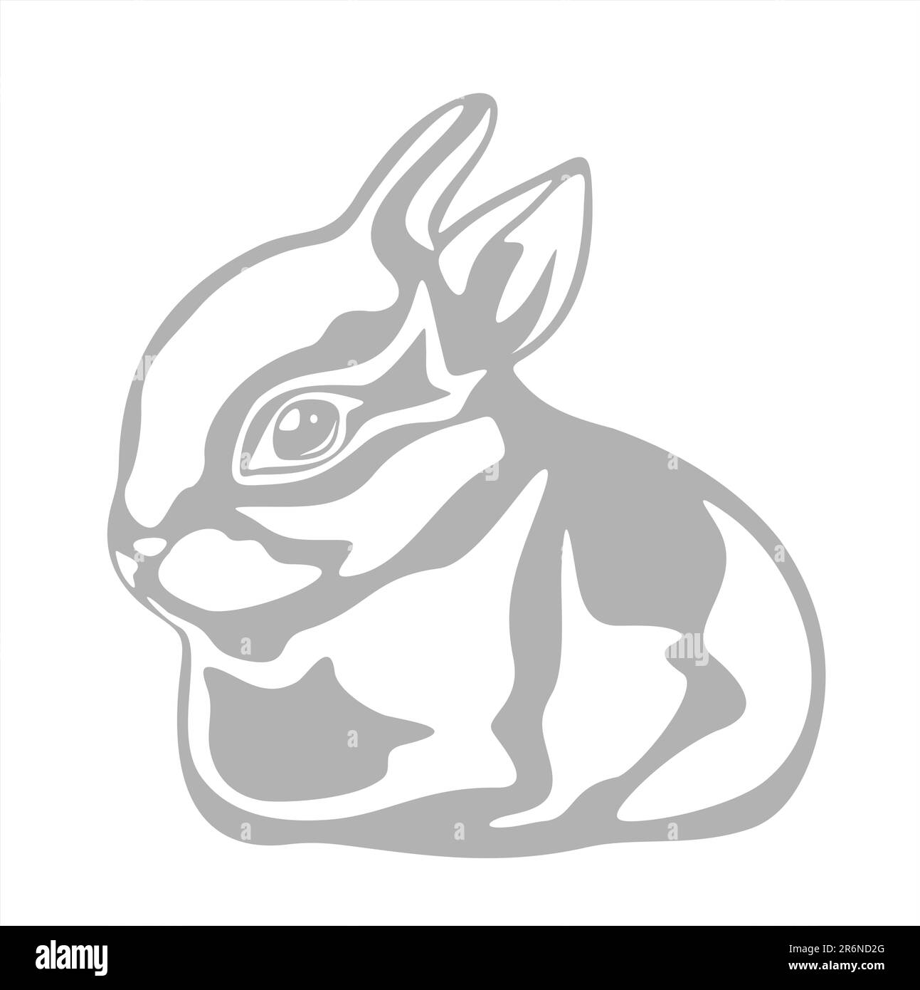 Coniglio ornato isolato su sfondo bianco. Illustrazione di Pasqua. Illustrazione Vettoriale