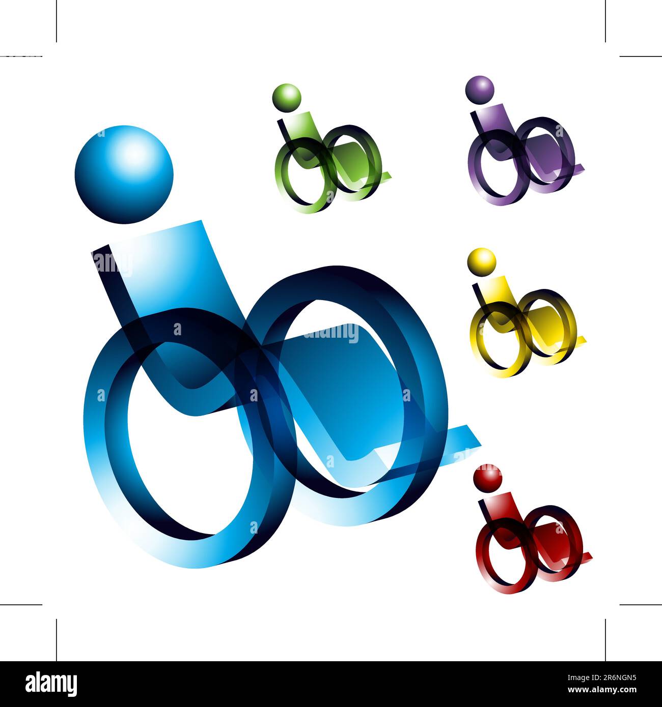 Una immagine di 3d icone su sedia a rotelle. Illustrazione Vettoriale