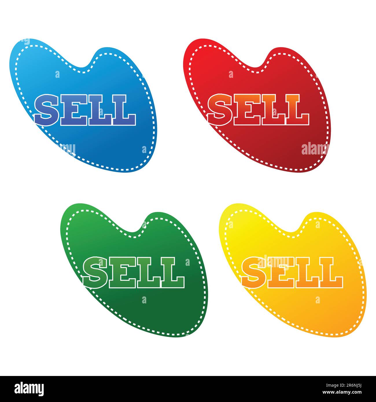 illustrazione di una serie di icone colorate da vendere su uno sfondo isolato Illustrazione Vettoriale