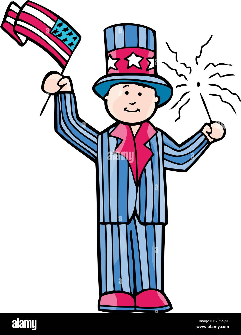 Uomo vestito con abiti patriottici. Illustrazione Vettoriale