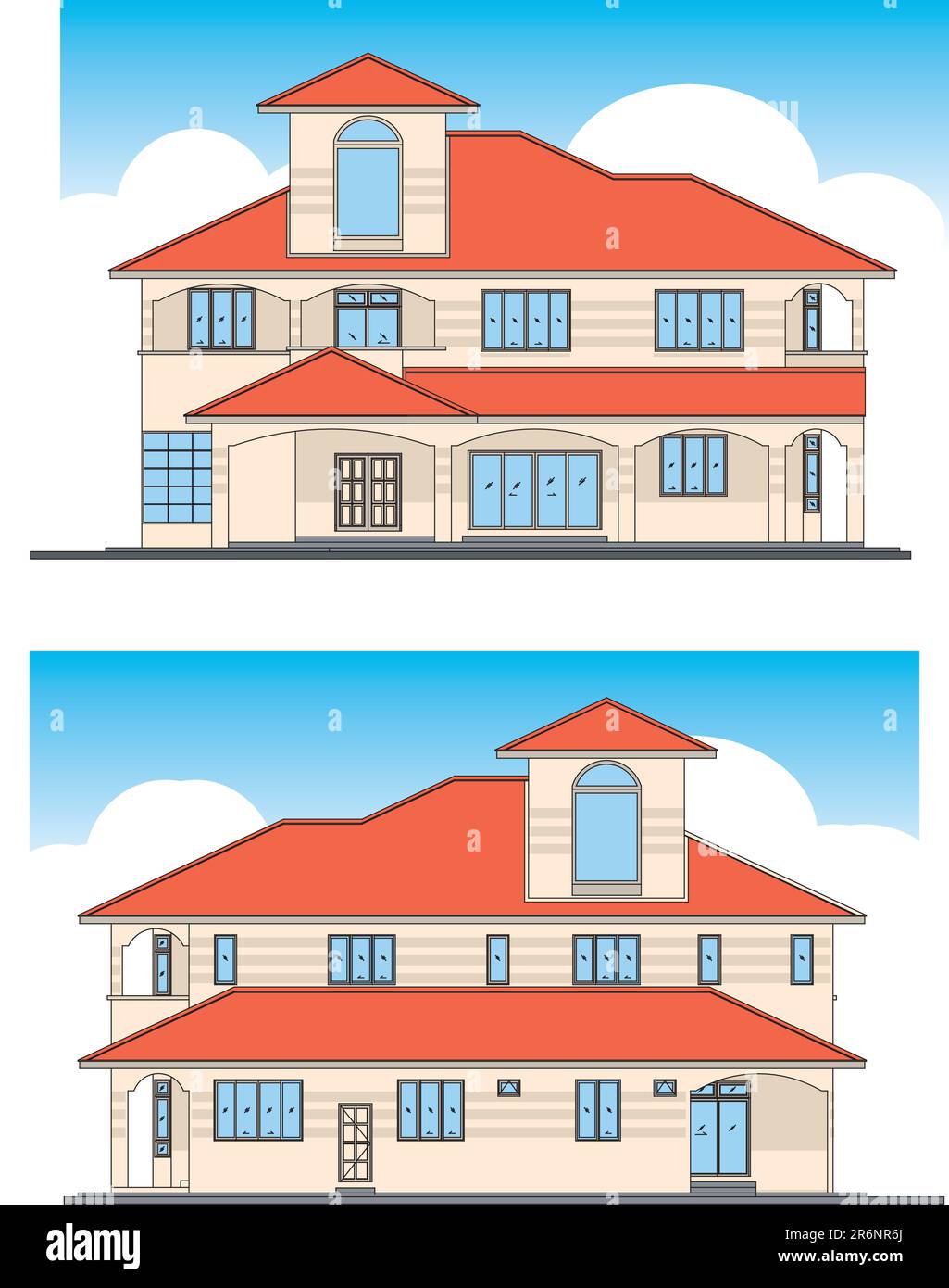 un'illustrazione vettoriale per il design di una casa bungalow Illustrazione Vettoriale