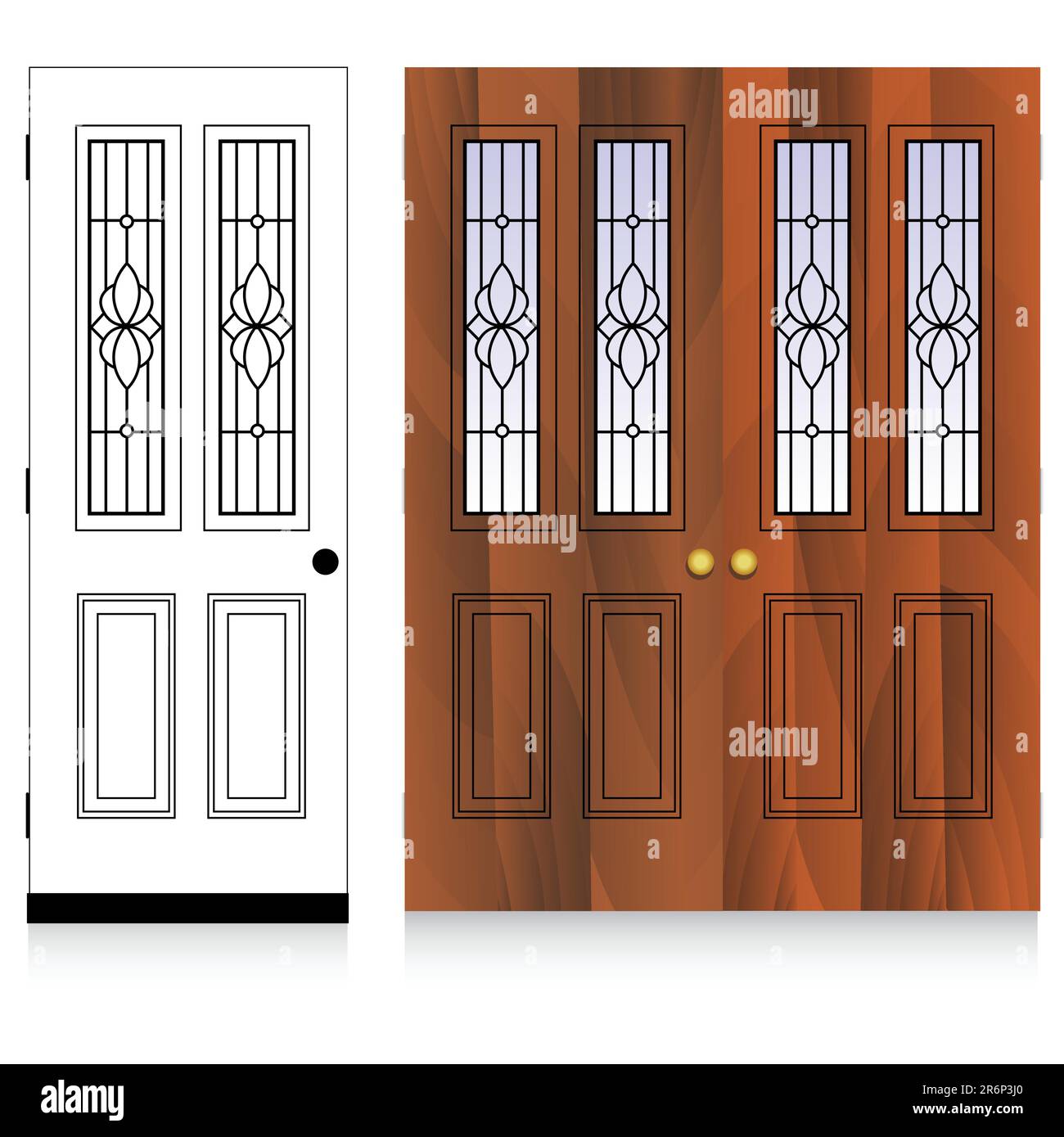 illustrazione vettoriale di una porta in legno Illustrazione Vettoriale