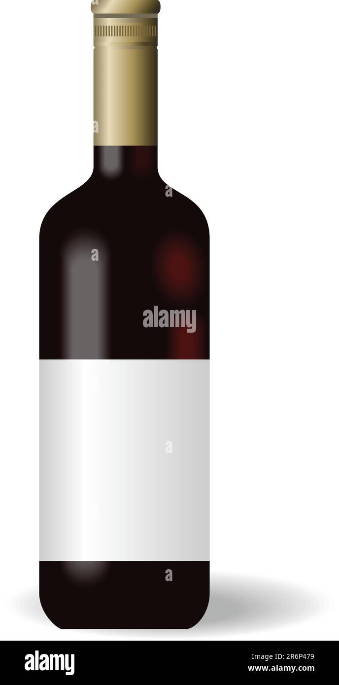 Illustrazione della bottiglia di vino rosso con etichetta - vettore Illustrazione Vettoriale