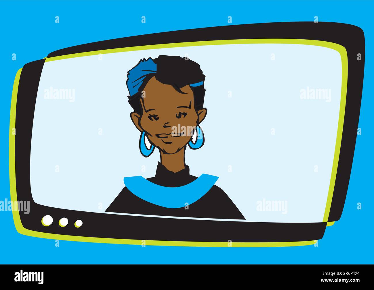 altoparlante su schermo - stile cartone animato per le telecomunicazioni Illustrazione Vettoriale