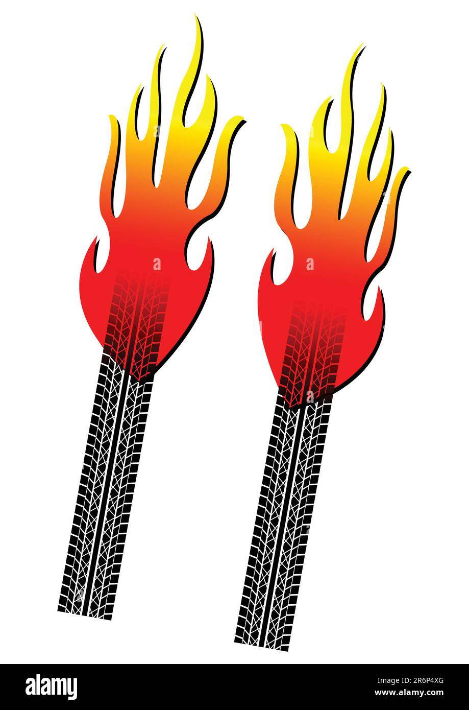 Il cingolo degli pneumatici Burnout è isolato su sfondo bianco Illustrazione Vettoriale