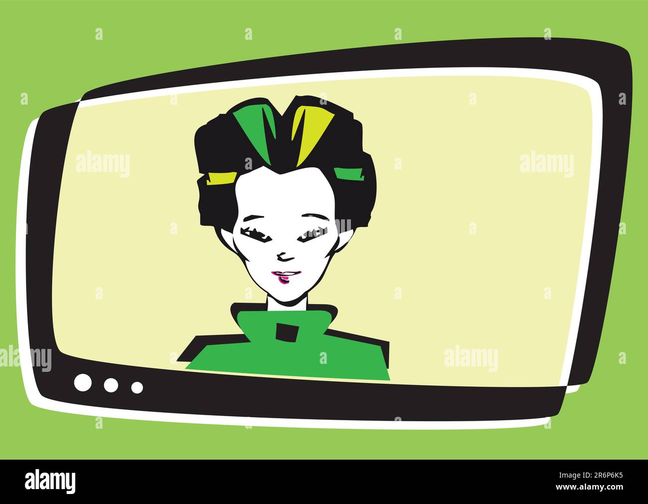 altoparlante su schermo - stile cartone animato per le telecomunicazioni Illustrazione Vettoriale