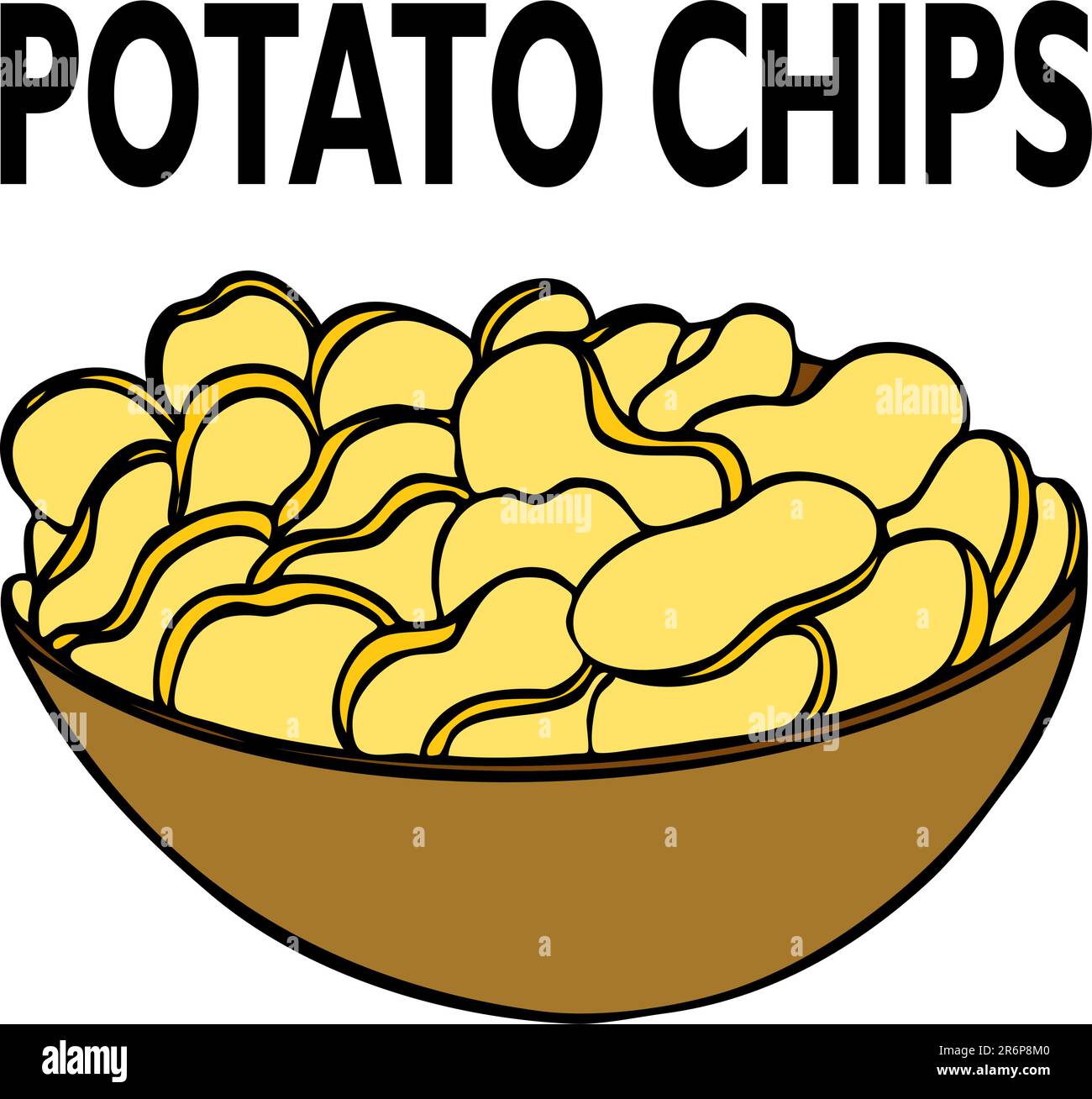 Una immagine di una ciotola di patatine. Illustrazione Vettoriale