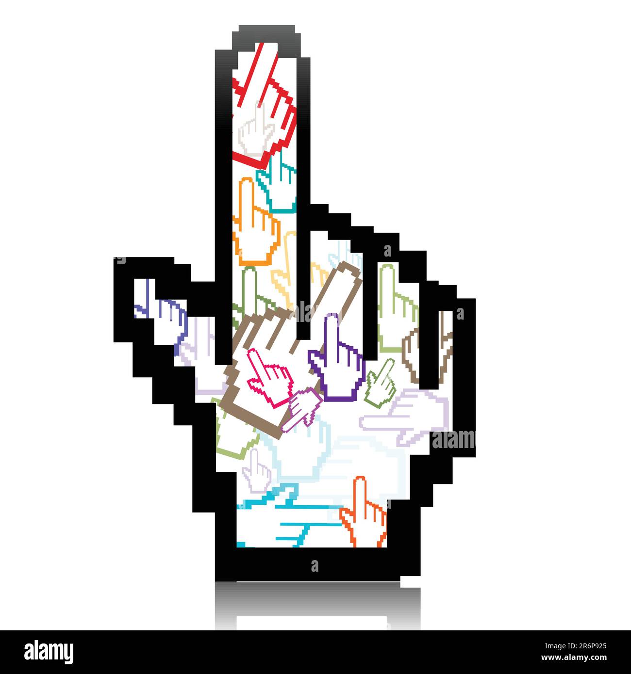 Illustrazione del cursore mano fatta di tanti colorati i cursori a mano Illustrazione Vettoriale