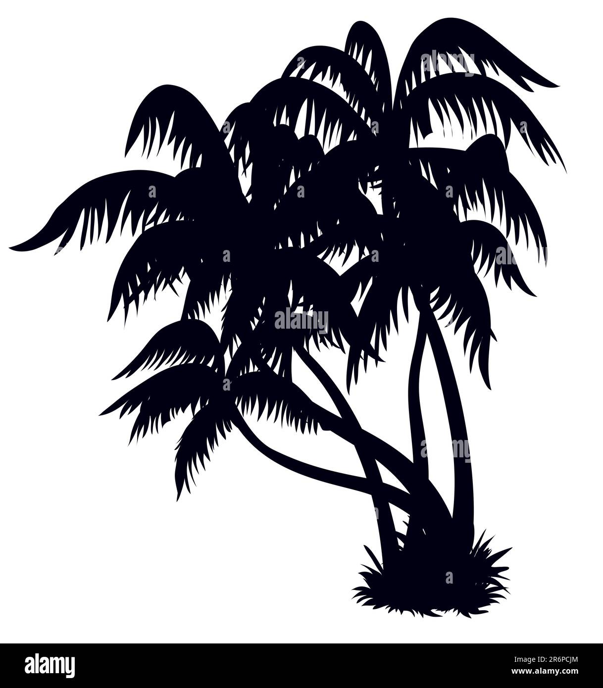 Silhouette di palme su una spiaggia, elemento di design Illustrazione Vettoriale