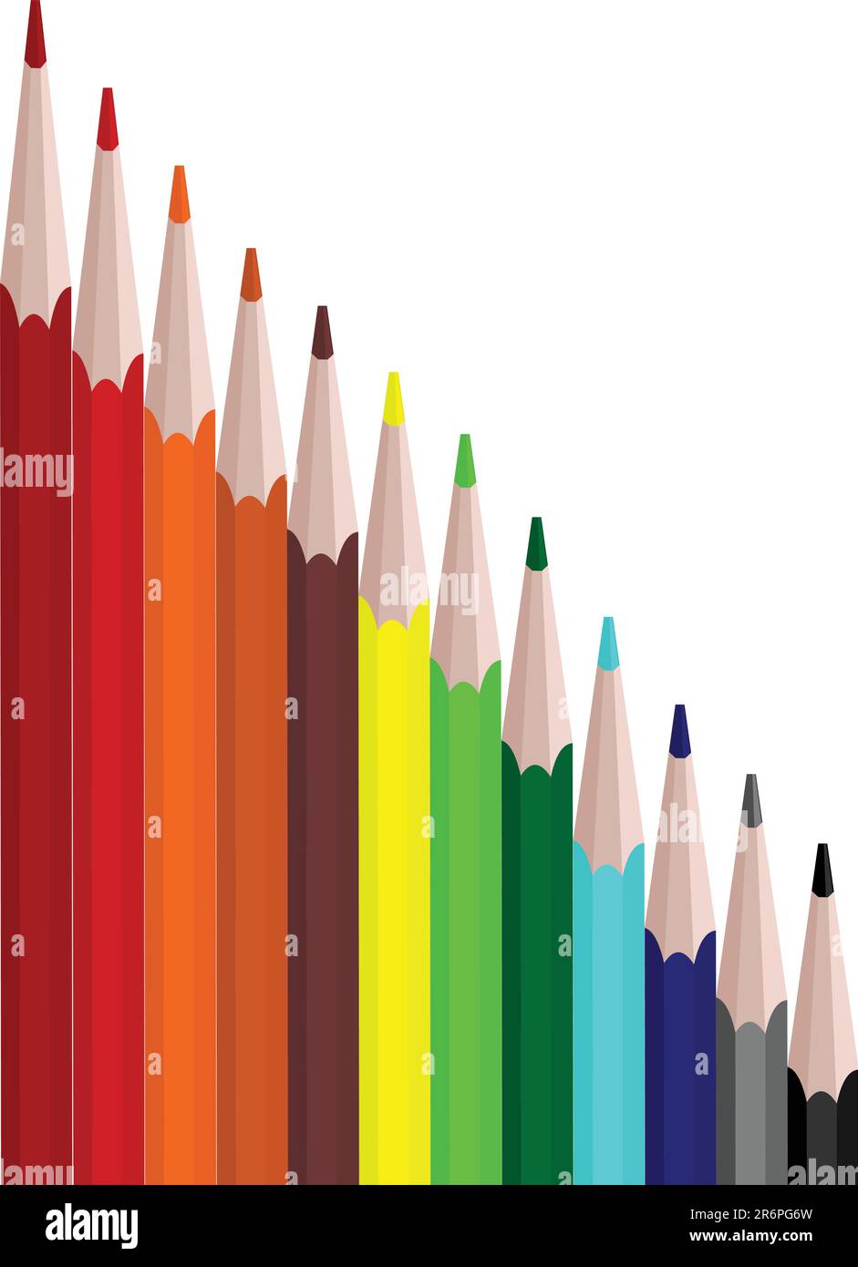Le illustrazioni vettoriali delle matite dei set di colori sono isolate su sfondo bianco Illustrazione Vettoriale