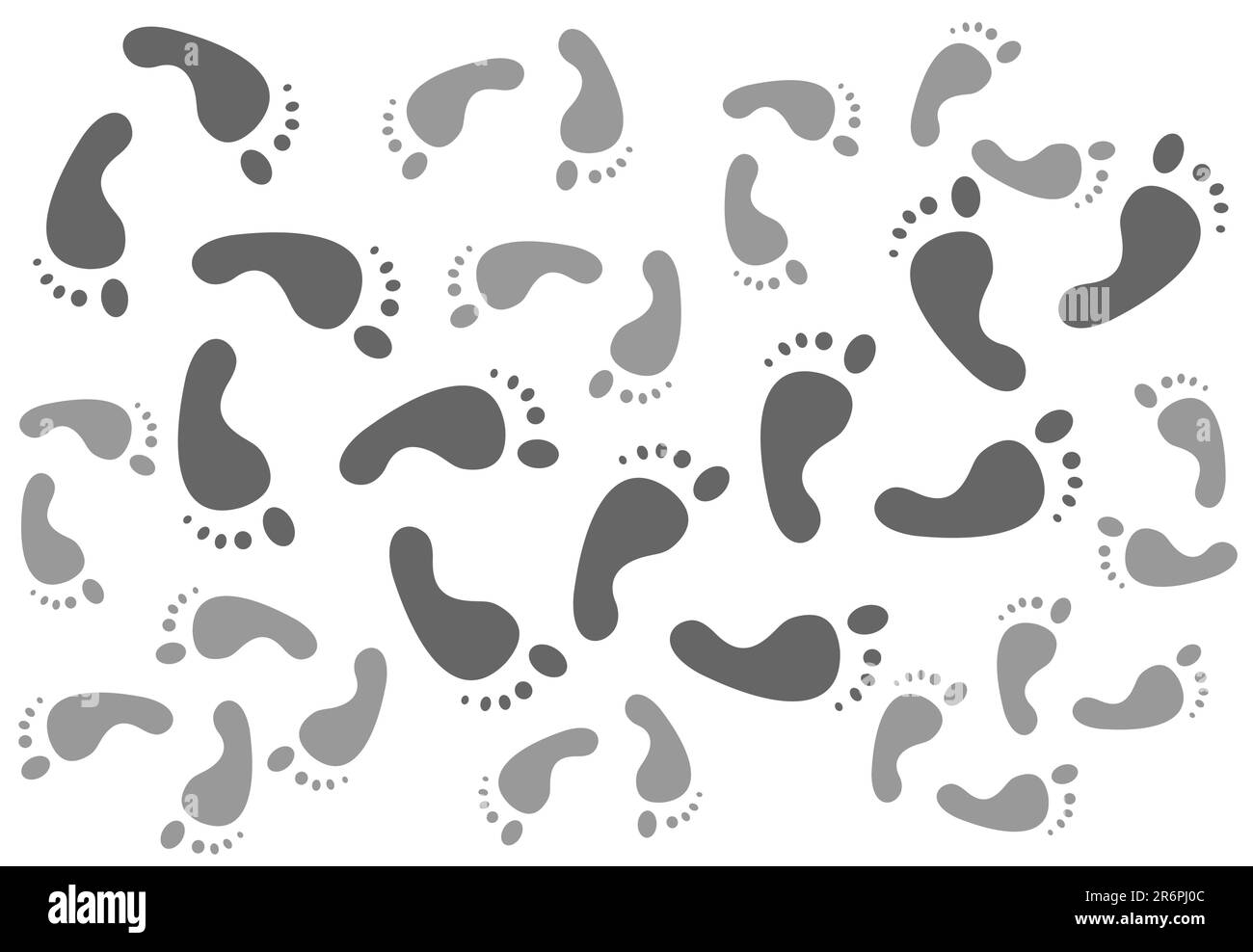 Impronte grigie stilizzate isolate su sfondo bianco. Illustrazione Vettoriale