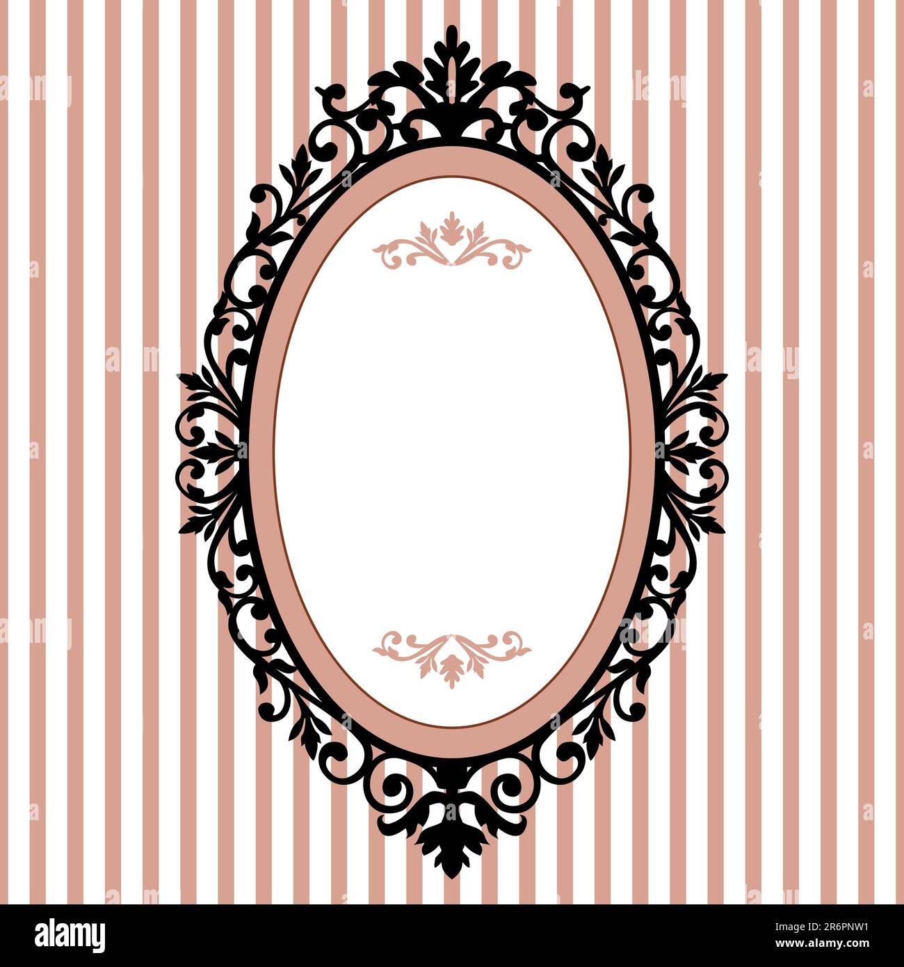 Cornice ovale decorativa su sfondo rosa con spazio per il testo Illustrazione Vettoriale
