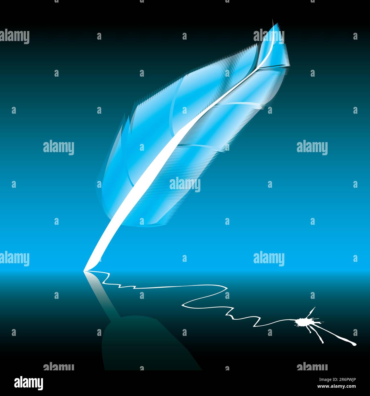 Illustrazione con piume blu e bianco su sfondo blu - illustrazione EPS vettoriale Illustrazione Vettoriale
