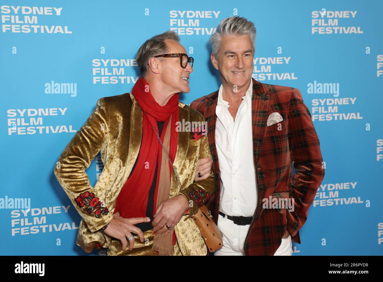 Sydney, Australia. 11th giugno, 2023. Festival del film di Sydney 70th: Rachell's Farm, tappeto rosso australiano Premiere allo state Theatre, 49 Market Street. Nella foto: Mitch Edwards e Mark McKie (Mitch e Mark dal blocco). Credit: Richard Milnes/Alamy Live News Foto Stock