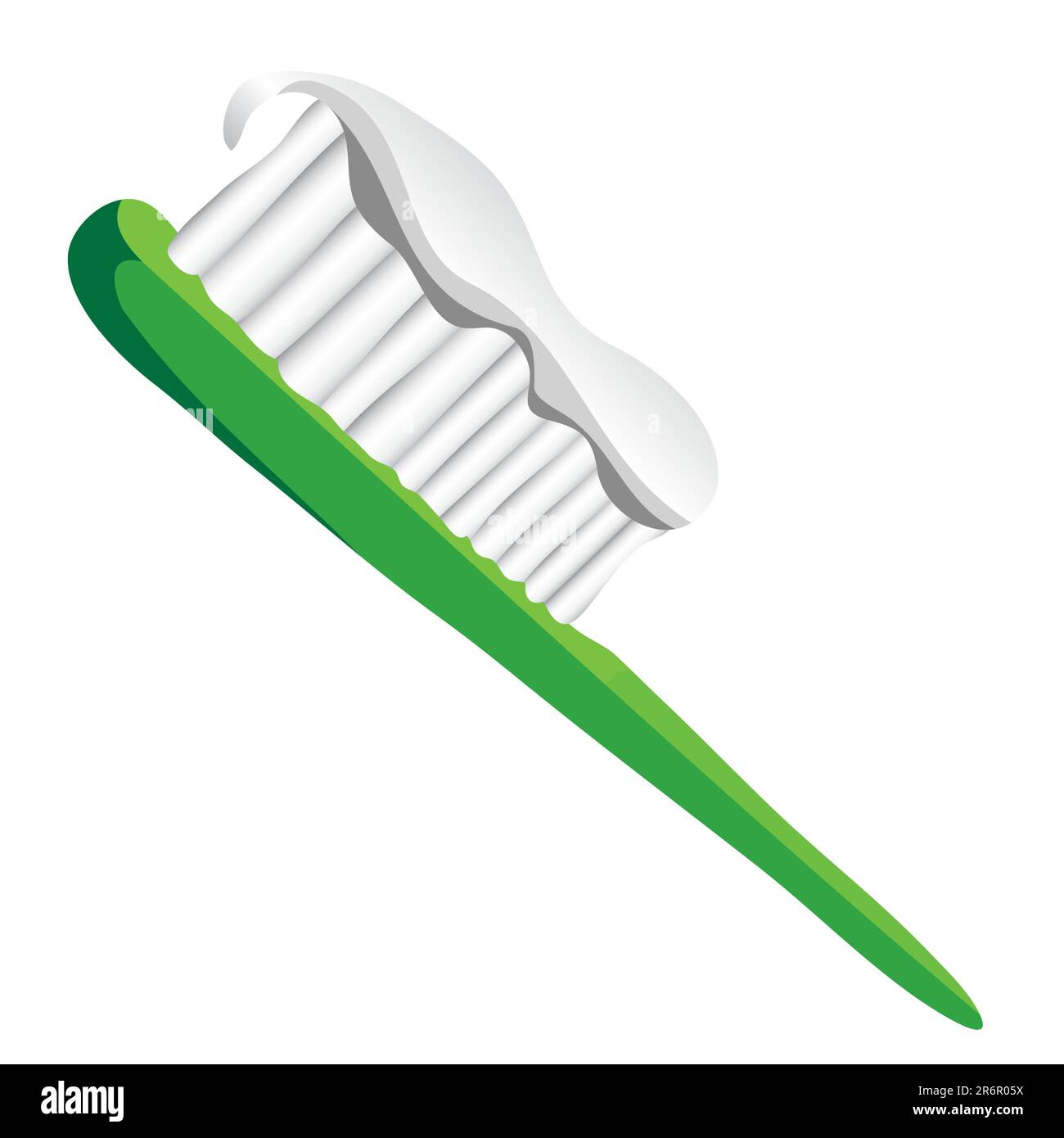 Green spazzolino da denti con una pasta dentifricia bianca. Illustrazione Illustrazione Vettoriale
