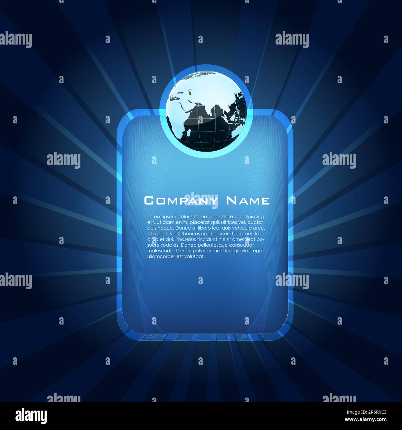 Illustrazione della scheda aziendale con globo Illustrazione Vettoriale