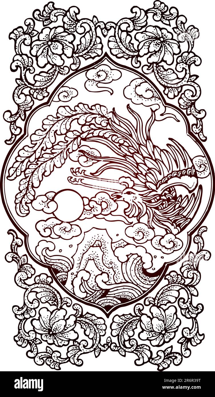design cinese degli uccelli Illustrazione Vettoriale