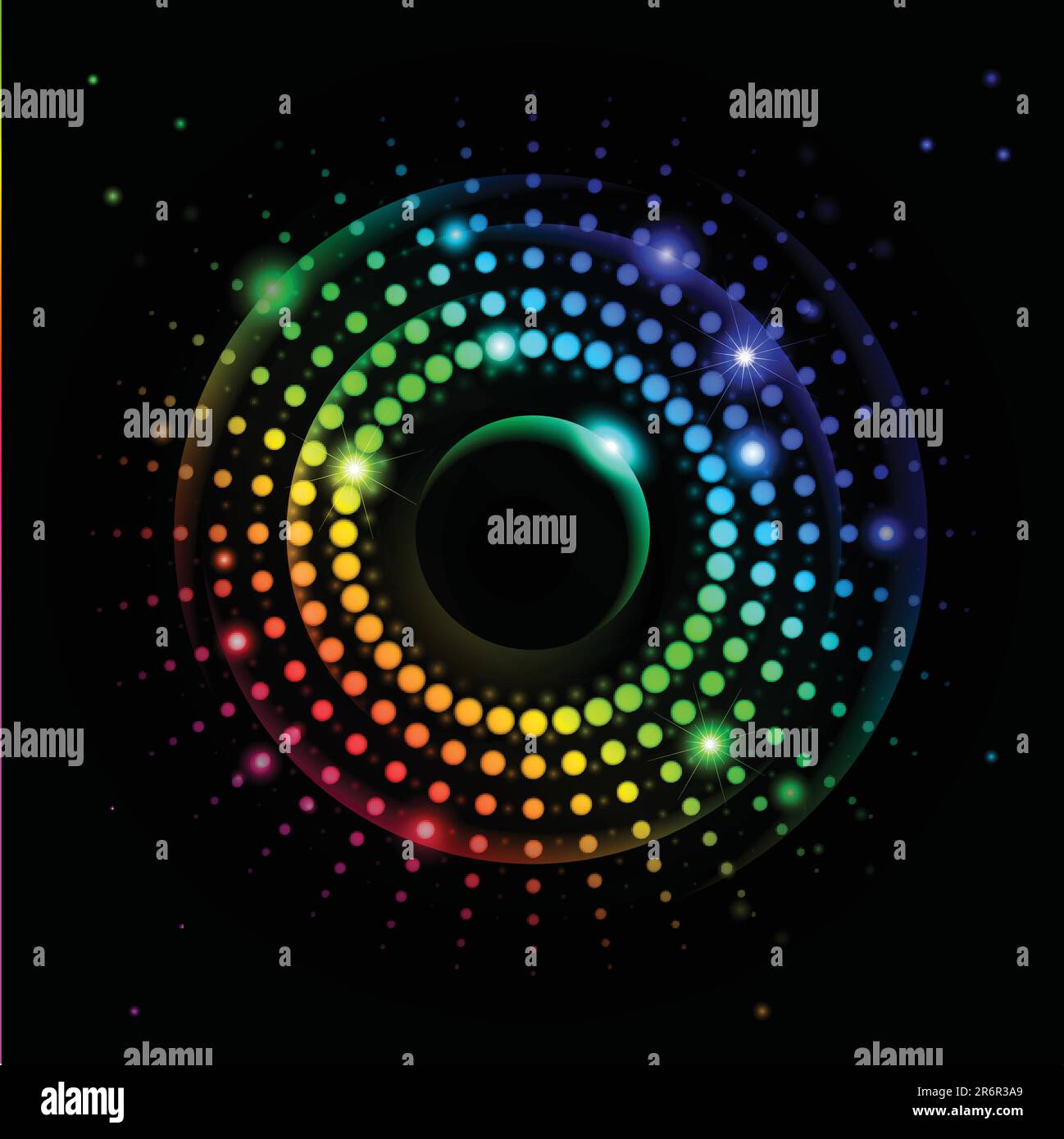 Abstract Rainbow Ray #2 di esplosione di luci su sfondo nero Illustrazione Vettoriale