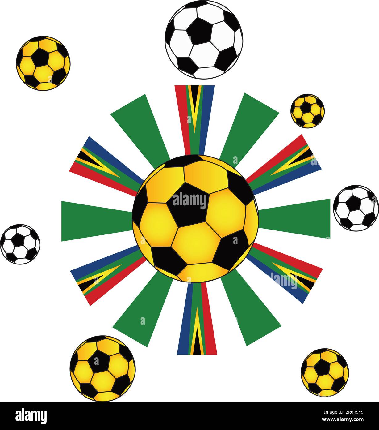 Palline da calcio, bandiera, elemento per il design, illustrazione vettoriale Illustrazione Vettoriale