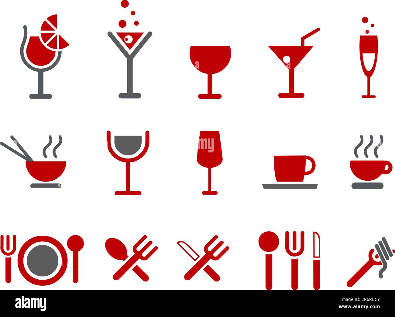 Pacchetto icone vettoriali - serie rossa, raccolta alimenti Illustrazione Vettoriale