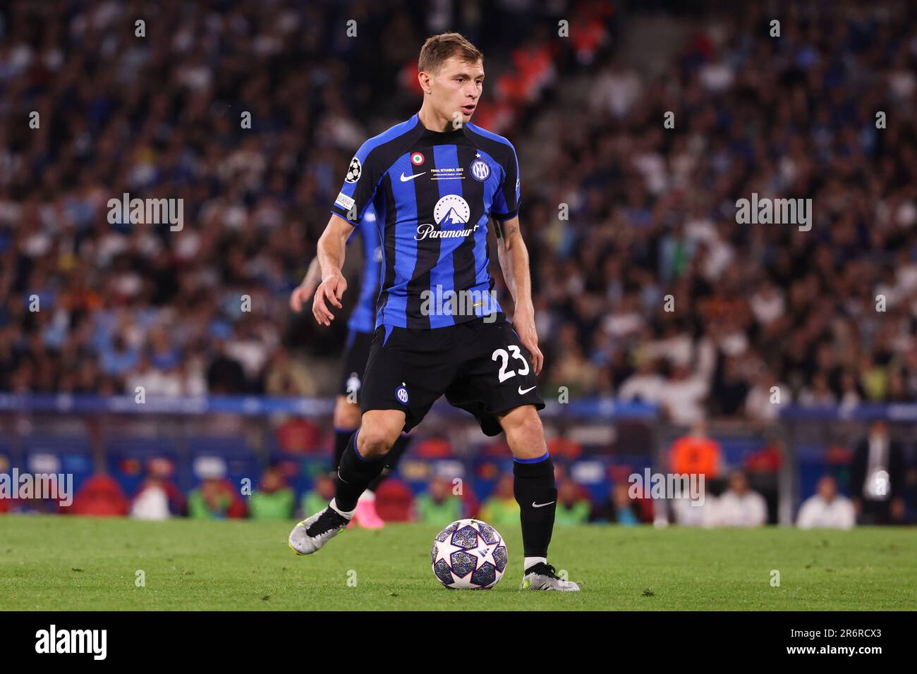 Nicolo Barella dell'Inter Milan durante la UEFA Champions League, incontro finale di calcio tra il Manchester City FC e il FC Internazionale il 10 giugno 2023 allo Stadio Olimpico Ataturk di Istanbul, Turchia - Foto: Jean Catuffe/DPPI/LiveMedia Foto Stock