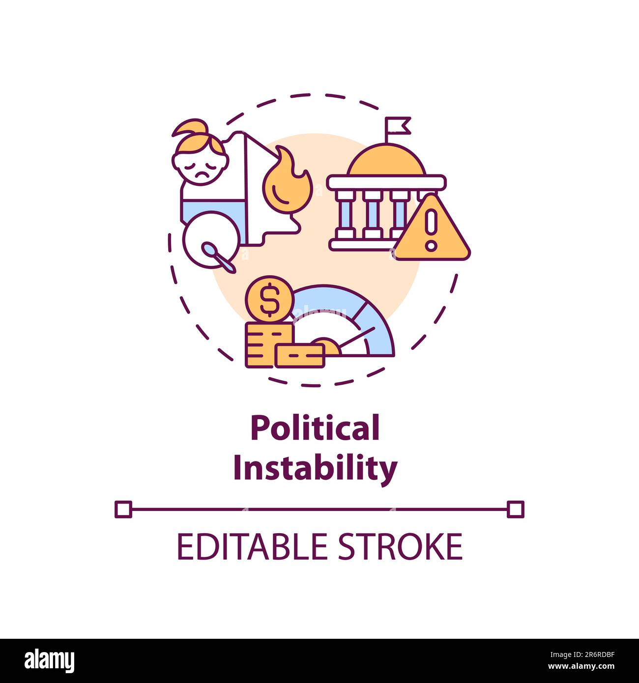 Icona del concetto di instabilità politica Illustrazione Vettoriale