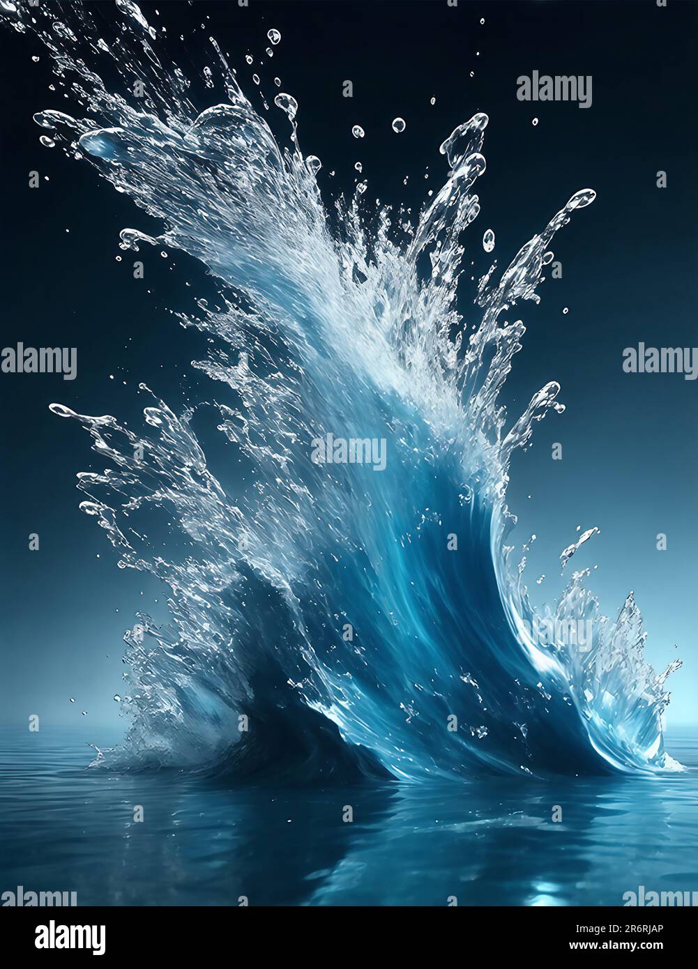 Grande spruzzi d'acqua sulla superficie del mare. Foto Stock
