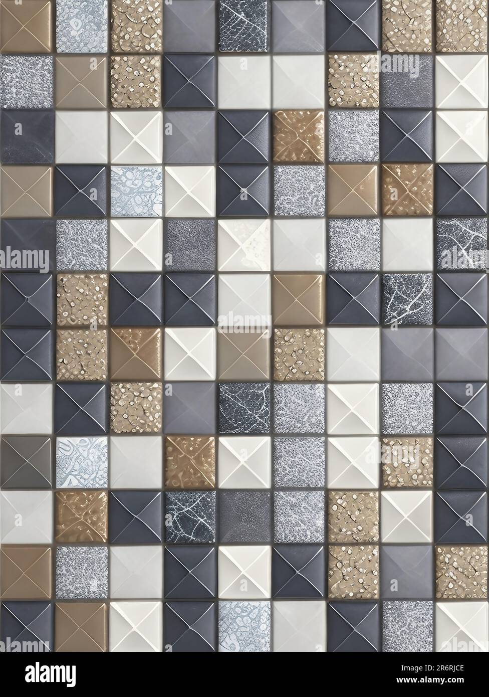 Set di tessere a mosaico quadrate con colori alla moda. Foto Stock