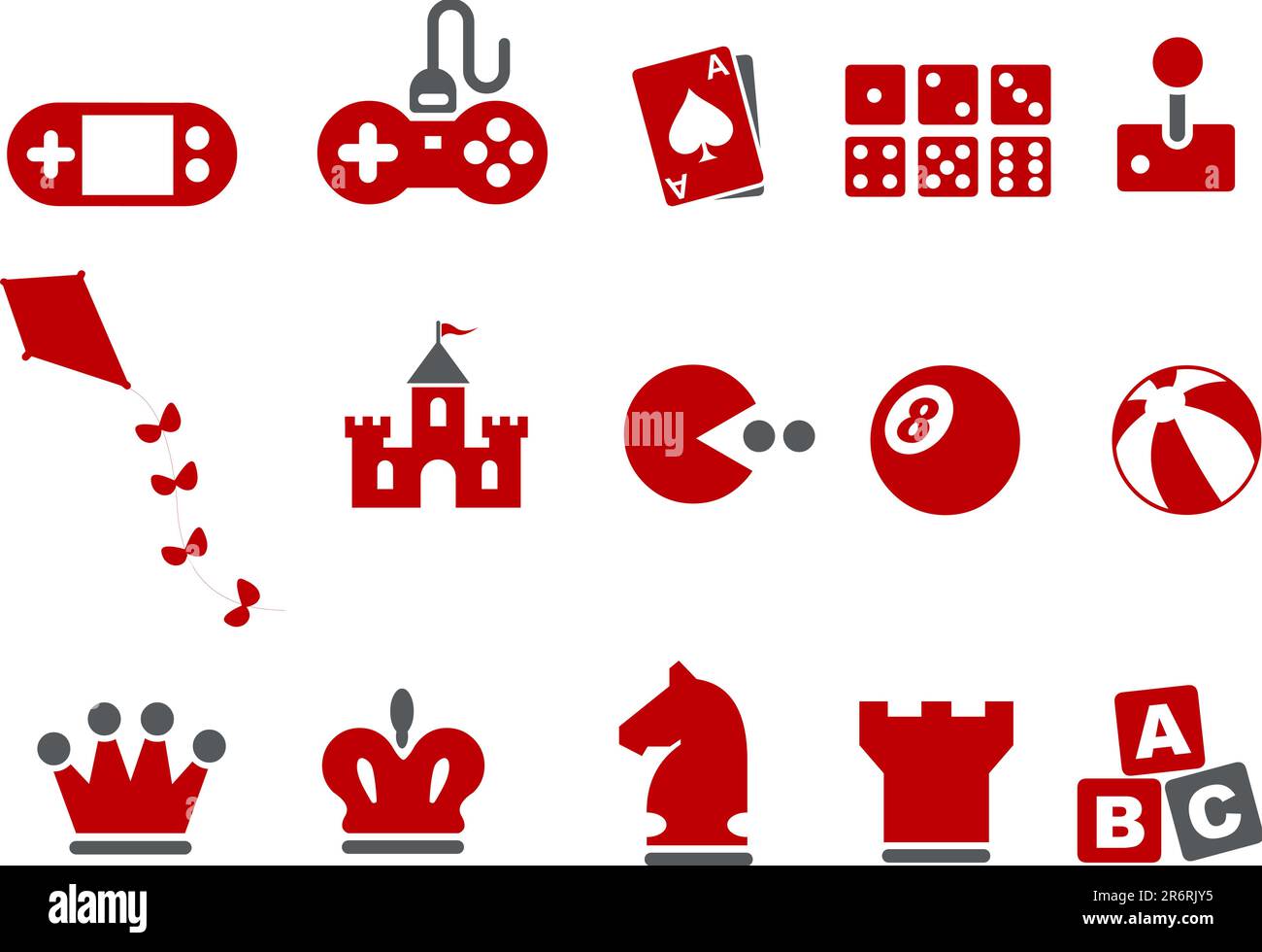 Pacchetto icone vettoriali - serie rossa, collezione di giochi Illustrazione Vettoriale